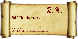 Rák Martin névjegykártya